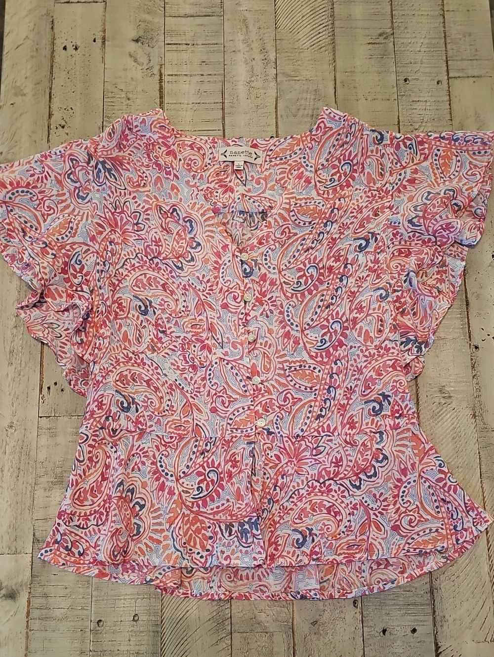 Sanctuary Pink Paisley Flutter Peplum Top